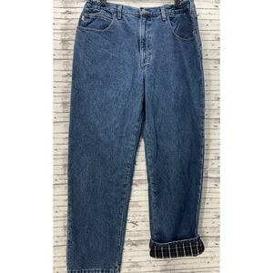 LL Bean Jeans Men's Size 38x32 Comfort Waist Flannel Lined Blue Denim Vtg